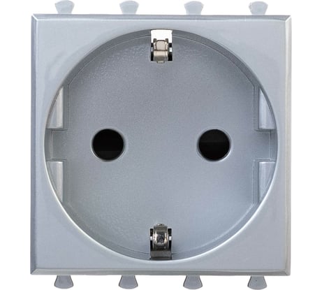 Модульная розетка DKC Avanti, 2P+E, с защитными шторками, закаленная сталь, 2 модуля 4404002