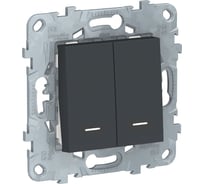 2-клавишный выключатель Systeme Electric UNICA NEW 2 модуля, с подсветкой NU521154N