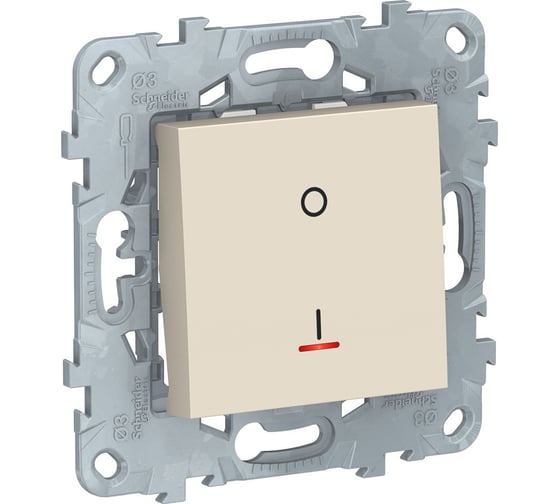 Двухполюсный 1-клавишный выключатель Systeme Electric UNICA NEW с индикатором NU526244S 1