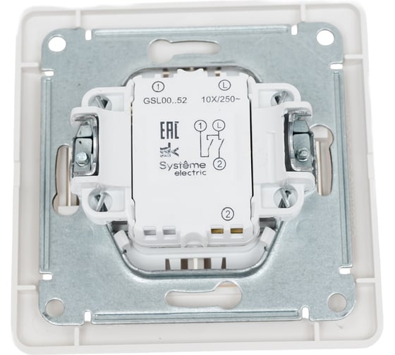 2-клавишный выключатель Systeme Electric скрытой проводки Glossa 10А IP20 сх. 5 10AX в сборе перламутровый GSL000652
