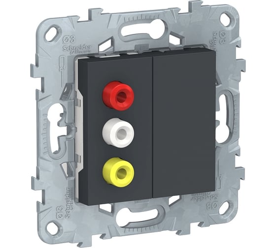 Розетка 3 RCA Systeme Electric UNICA NEW антрацит NU543154