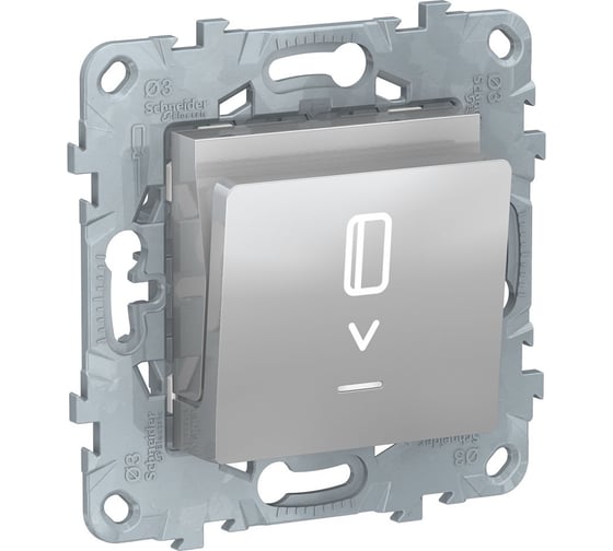 Карточный выключатель Systeme Electric UNICA NEW с подсветкой, 10 А, алюминий NU528330 1