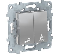 2-клавишный выключатель Systeme Electric UNICA NEW "не беспокоить" + "убрать номер", АЛЮМИНИЙ NU521730