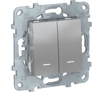 2-клавишный выключатель Systeme Electric UNICA NEW 2 модуля, с подсветкой NU521130N