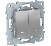 2-клавишный переключатель Systeme Electric UNICA NEW 2 модуля, с подсветкой NU521330N