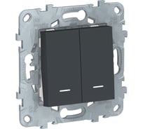 2-клавишный переключатель Systeme Electric UNICA NEW с подсветкой NU521354N