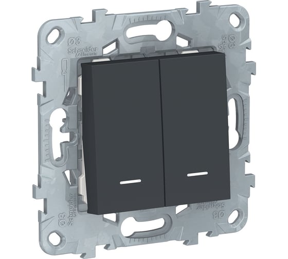 2-клавишный переключатель Systeme Electric UNICA NEW с подсветкой NU521354N