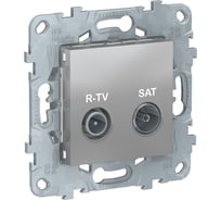 Проходная розетка R-TV/SAT Systeme Electric UNICA NEW алюминий NU545630