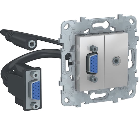Розетка Systeme Electric UNICA NEW HD15+Minijack, алюминий NU593230 1