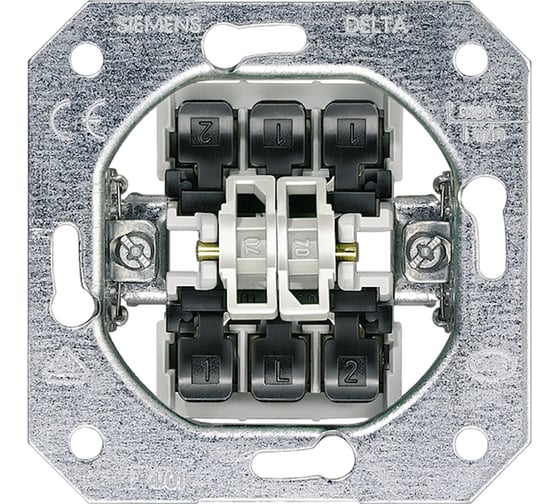 Проходной перекрестный 2 клавишный выключатель Siemens для включения/выключения из 2-ух мест 10А 250В 1пол. DELTA 5TA2118 1