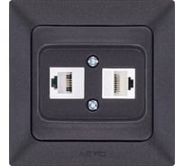 Компьютерная+телефонная розетка CAT6+CAT3 NE-AD Aras, Черный, 93-124-23-DN