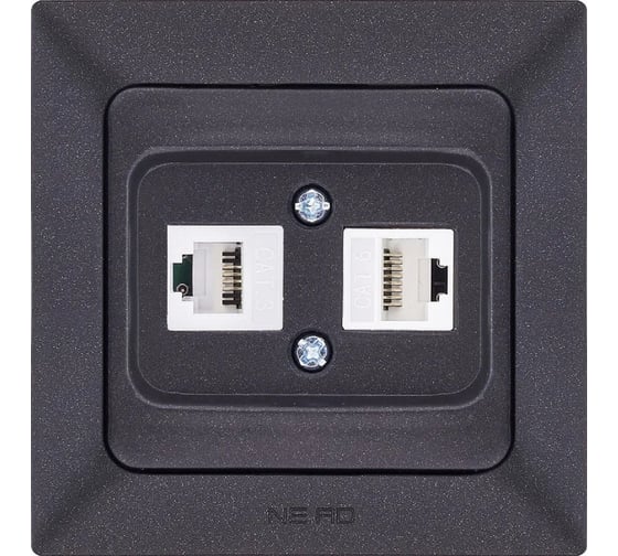 Компьютерная+телефонная розетка CAT6+CAT3 NE-AD Aras, Черный, 93-124-23-DN 1