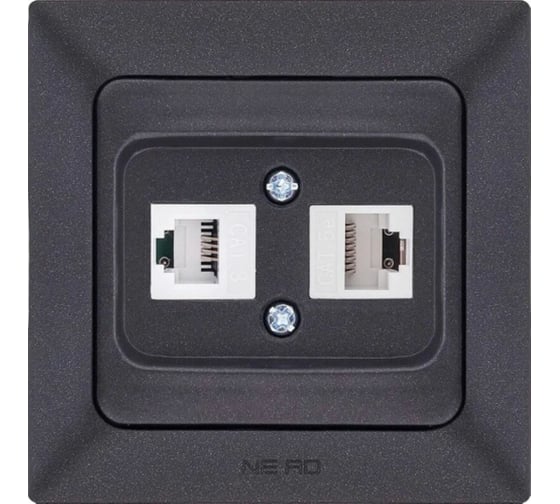 Компьютерная+телефонная розетка NE-AD CAT5+CAT3, Aras, Черный, 93-124-21-DN