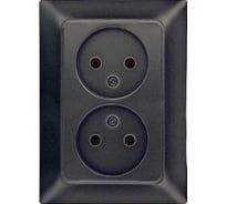 Розетка NE-AD 2-гнезда без заземления, керамика, 16А, 250В, Aras, Черный, 93-124-75-P