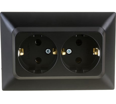 Розетка NE-AD 2-гнезда с заземлением, керамика, 16А, 250В, Aras, Черный, 93-124-85-P