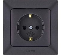Розетка NE-AD с защитой от детей, с заземлением, 16А, 250В, Aras, Черный, 93-124-08-E