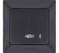 1-клавишный проходной выключатель NE-AD с подсветкой, 10А, 250В, Aras, Черный, 1/12/120, 93-124-05-I