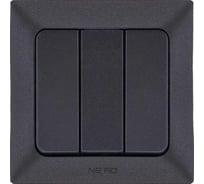 3-клавишный выключатель NE-AD 10А, 250В, Aras, Черный, 93-124-33