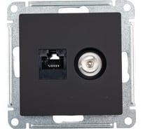 Розетка 2-ая ТВ + компьютерная RJ45 Systeme Electric (Schneider Electric) Atlasdesign карбон кат. 5Е ATN001089