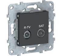 Проходная розетка R-TV/SAT Systeme Electric UNICA NEW антрацит NU545654