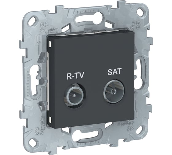 Проходная розетка R-TV/SAT Systeme Electric UNICA NEW антрацит NU545654 1