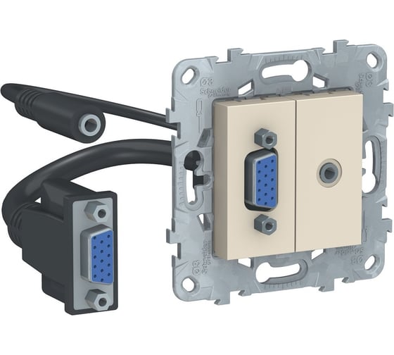 Розетка HD15+Minijack Systeme Electric UNICA NEW бежевый NU593244