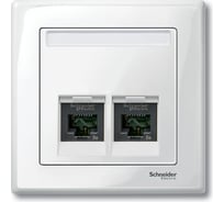 Накладка 2-ой телефонной/компьютерной розетки Systeme Electric Merten SM Белый глянец, прямой, SE MTN469919