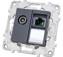 Одиночная TV + компьютерная RJ45 розетка Systeme Electric UNICA NEW категории 6 UTP, 2 модуля NU547054