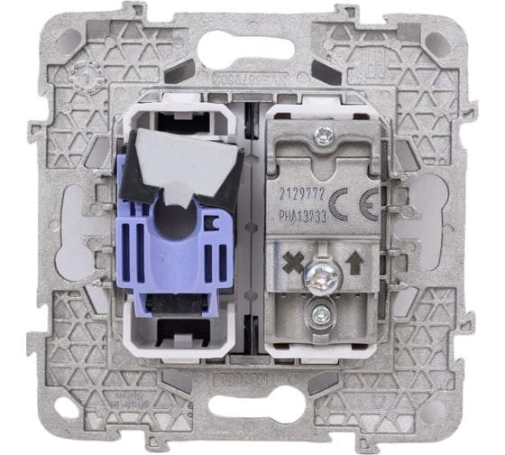 Одиночная TV + компьютерная RJ45 розетка Systeme Electric UNICA NEW категории 6 UTP, 2 модуля NU547054