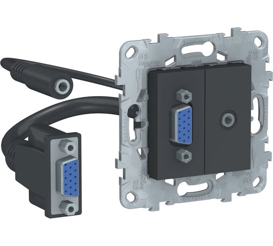 Розетка HD15+Minijack Systeme Electric UNICA NEW антрацит NU593254