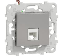 Телефонная розетка Systeme Electric Unica New Алюминий, RJ11, одиночная 4 контакта NU549230
