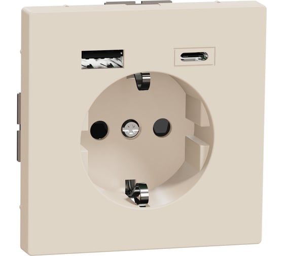 Силовая розетка Systeme Electric MERTEN D-Life Сахара 16 A с зарядкой USB A+C 3 A SE MTN2367-6033
