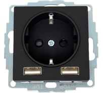Розетка 16А с 2 USB A+A Systeme Electric AtlasDesign Карбон 5В/2,4А, 2х5В/1,2 А ATN001030