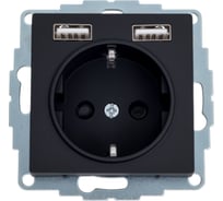 Розетка 16А с 2 USB A+A Systeme Electric AtlasDesign Карбон 5В/2,4А, 2х5В/1,2 А ATN001030