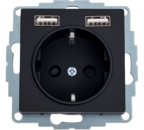 Розетка 16А с 2 USB A+A Systeme Electric AtlasDesign Карбон 5В/2,4А, 2х5В/1,2 А ATN001030