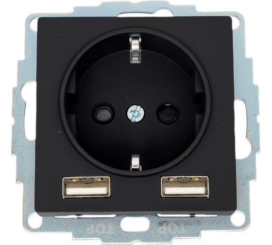 Розетка 16А с 2 USB A+A Systeme Electric AtlasDesign Карбон 5В/2,4А, 2х5В/1,2 А ATN001030