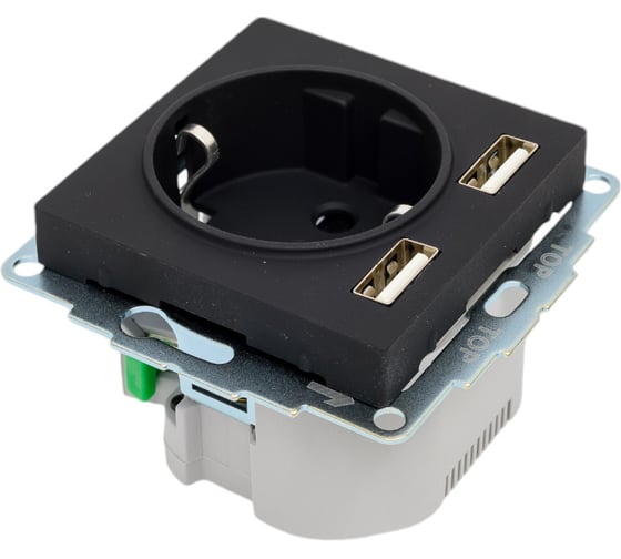 Розетка 16А с 2 USB A+A Systeme Electric AtlasDesign Карбон 5В/2,4А, 2х5В/1,2 А ATN001030