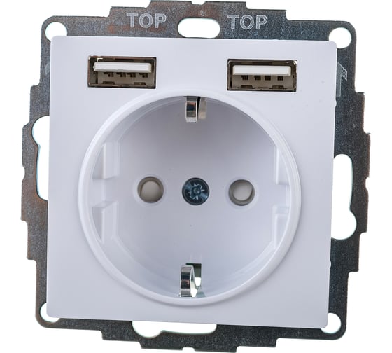 Розетка 16А с 2 USB A+A Systeme Electric AtlasDesign Белый 5В/2,4А, 2х5В/1,2А ATN000130