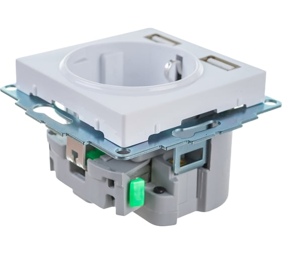 Розетка 16А с 2 USB A+A Systeme Electric AtlasDesign Белый 5В/2,4А, 2х5В/1,2А ATN000130
