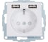 Розетка 16А с 2 USB A+A Systeme Electric AtlasDesign Белый 5В/2,4А, 2х5В/1,2А ATN000130 1