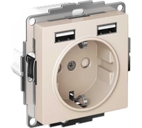 Розетка 16А с 2 USB A+A Systeme Electric AtlasDesign Бежевый 5В/2,4А, 2х5В/1,2А ATN000230