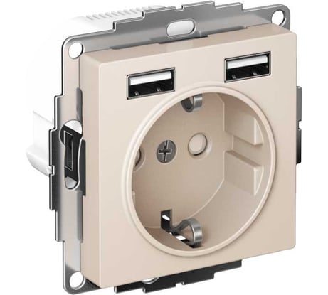 Розетка 16А с 2 USB A+A Systeme Electric AtlasDesign Бежевый 5В/2,4А, 2х5В/1,2А ATN000230