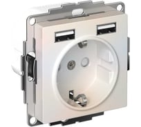 Розетка 16А с 2 USB A+A Systeme Electric AtlasDesign Шампань Жемчуг 5В/2,4А, 2х5В/1,2А ATN000430