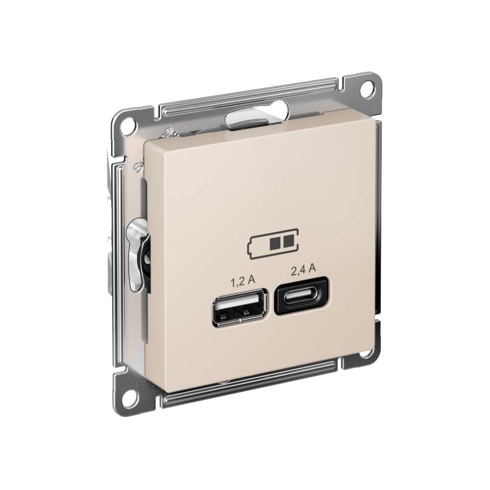 Розетка USB A+С Systeme Electric AtlasDesign Бежевый 5В/2,4А, 2х5В/1,2А ...