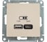 Розетка USB A+С Systeme Electric AtlasDesign Бежевый 5В/2,4А, 2х5В/1,2А ATN000239 3
