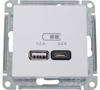 Розетка USB A+С Systeme Electric AtlasDesign Белый 5В/2,4 А, 2х5В/1,2 А ATN000139