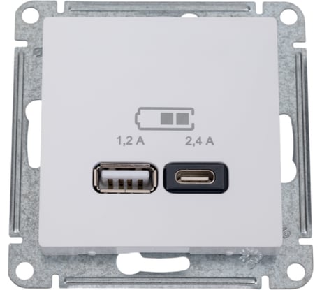 Розетка USB A+С Systeme Electric AtlasDesign Белый 5В/2,4 А, 2х5В/1,2 А ATN000139