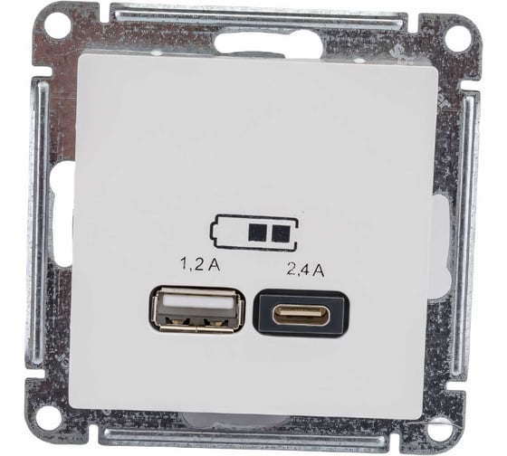 Розетка USB A+С Systeme Electric AtlasDesign Белый 5В/2,4 А, 2х5В/1,2 А ATN000139