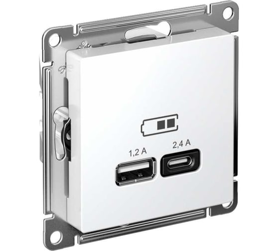 Розетка USB A+С Systeme Electric AtlasDesign Белый 5В/2,4 А, 2х5В/1,2 А ATN000139 1