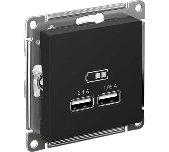 2-местная USB розетка Systeme Electric AtlasDesign Карбон 5В, 2,1 А ATN001033 1